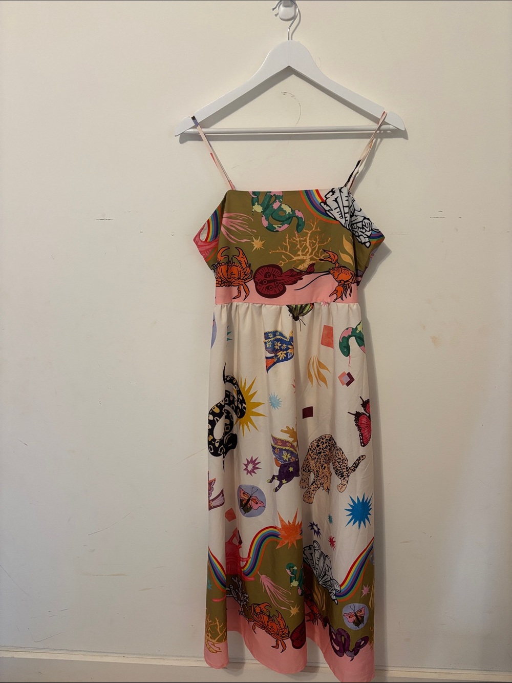 Amazon Multicolor Printed Maxi Dress - Olive, Pink, Cream